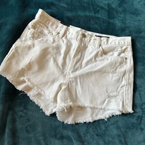 Blank NYC White Jean Shorts with Frayed Hem